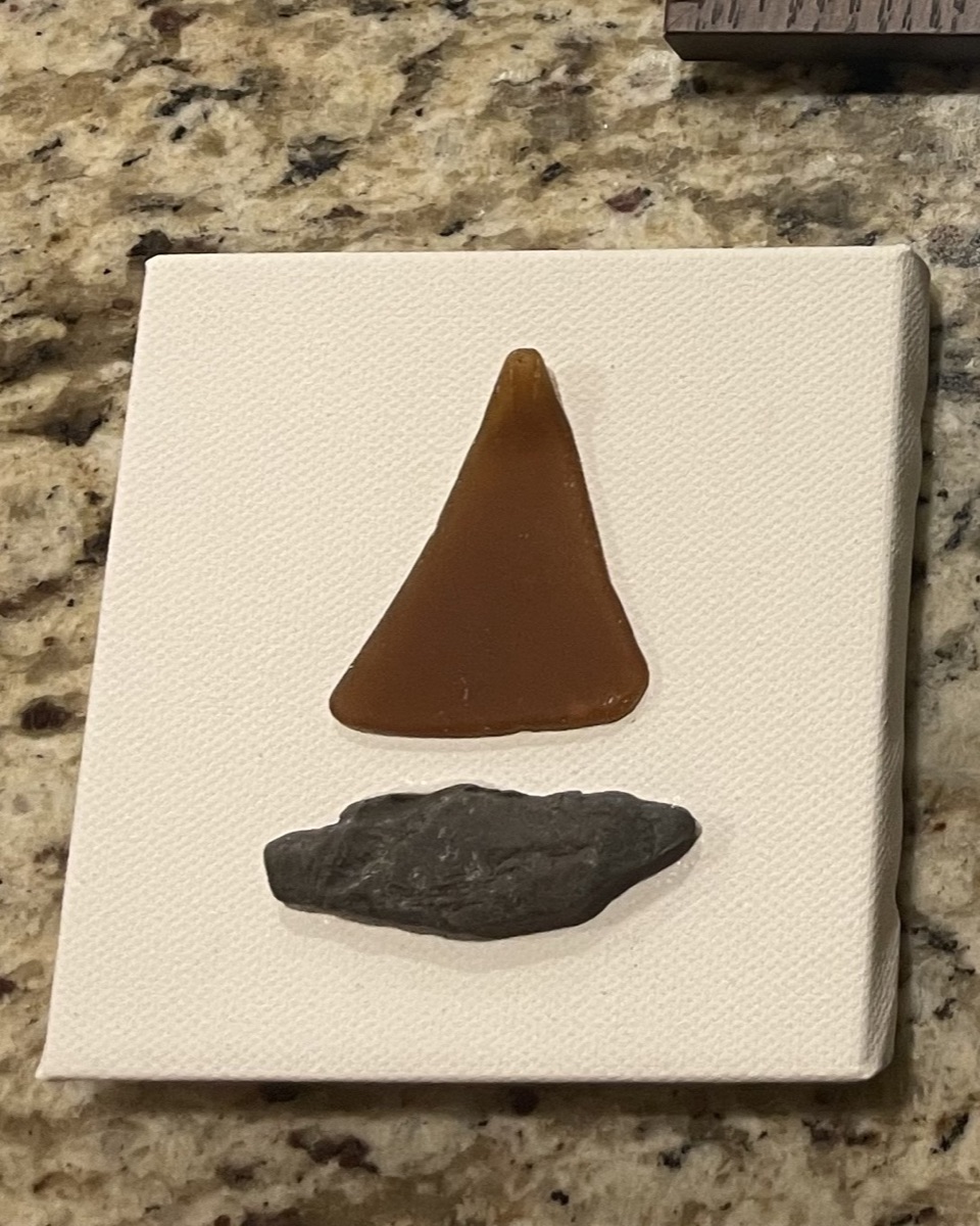 Sea Glass Sailboat Pieces on Canvas