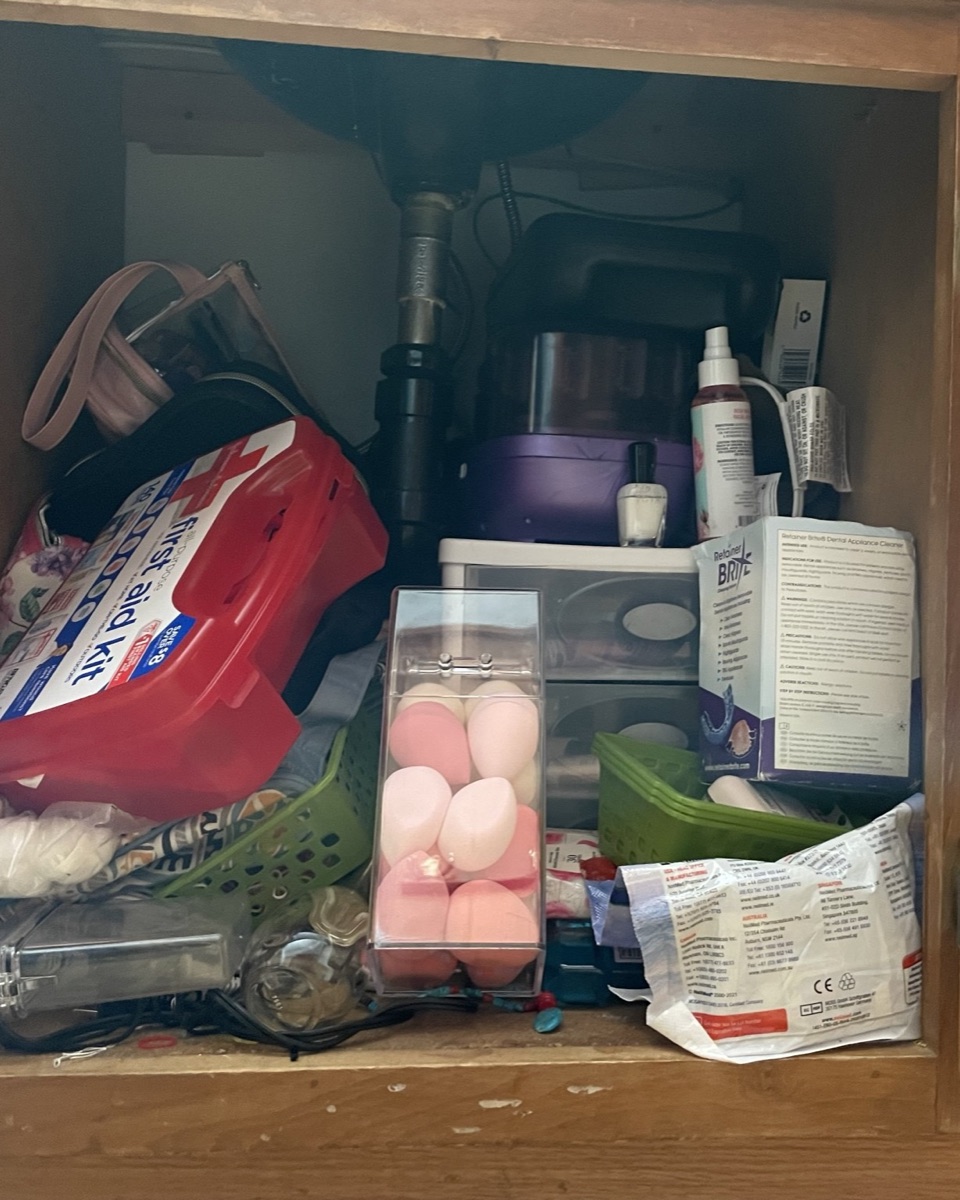 Under the Bathroom Sink before organizing