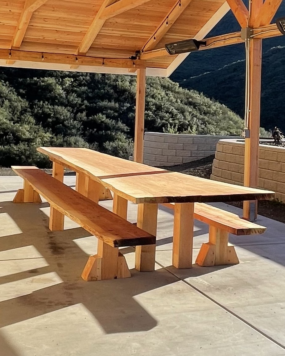 Live-Edge Redwood Table & Benches